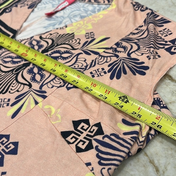 T by Tracy Reese | Oversized Kaftan Coverup | Pink, Purple,‎ Yellow Geo | Small - Picture 5 of 12